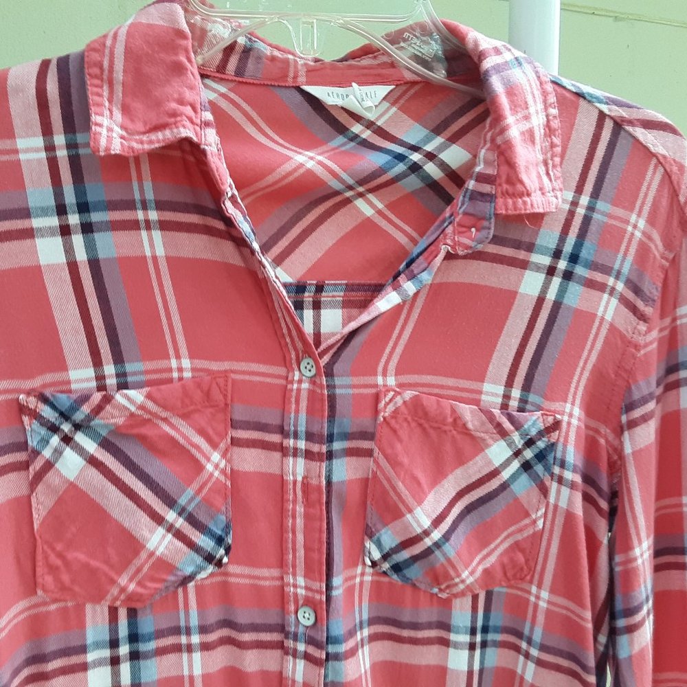 SALE Aeropostale Sm Pink Plaid Button Down Shirt